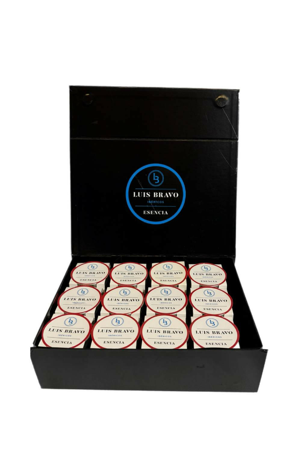 ESTUCHE 12 TARROS JAMÓN DE BELLOTA IBÉRICO 50% RAZA IBÉRICA CORTADO A CUCHILLO - IBÉRICOS LUIS BRAVO